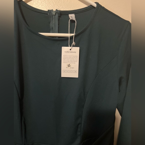 Womens Elegance Audrey Hepburn Style green 3/4 Ruffle Sleeve Swing A-line Dress - Picture 6 of 7